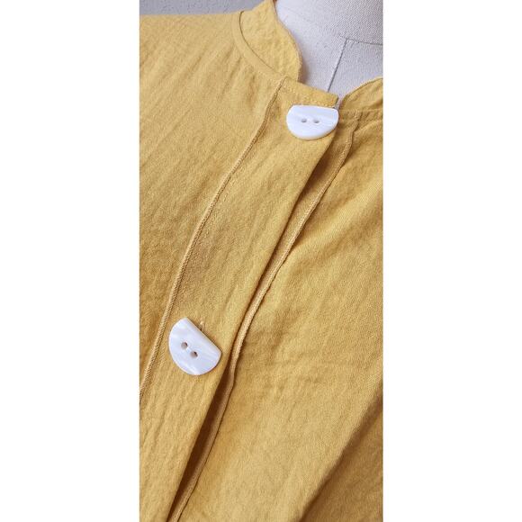 Habitat Mustard Yellow Gauzy 3/4 Sleeve Unusual Button Tunic Jackets Sz‎ Small - Picture 3 of 8